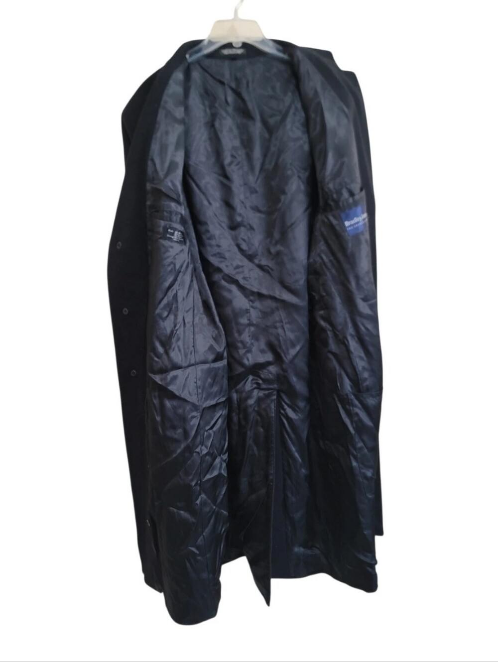 Bradley Jons Men's Black Single-Breasted Overcoat Cashreme Wool Blend Size 42 - Picture 4 of 10